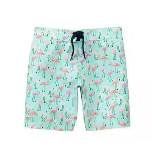 Janie and Jack Mint Flamingo Swim Trunks, size 3-6 months
